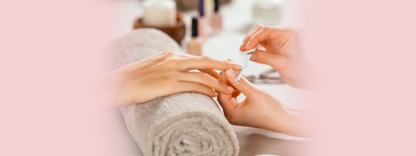 Gel polish manicure in a nail studio