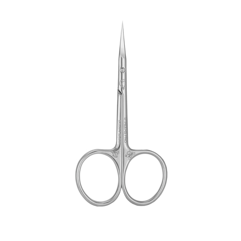 Precision-engineered Staleks cuticle scissors for expert nail technicians.