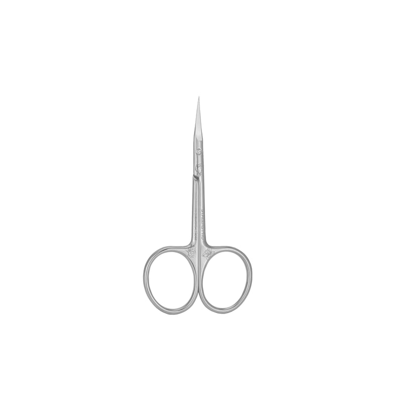 High-precision Staleks cuticle scissors with shortened straight handles for accuracy.