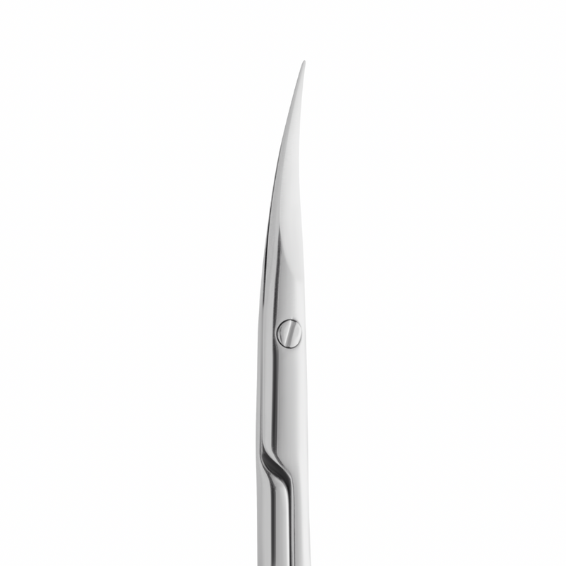 Ergonomically designed cuticle scissors by Staleks for professional use.