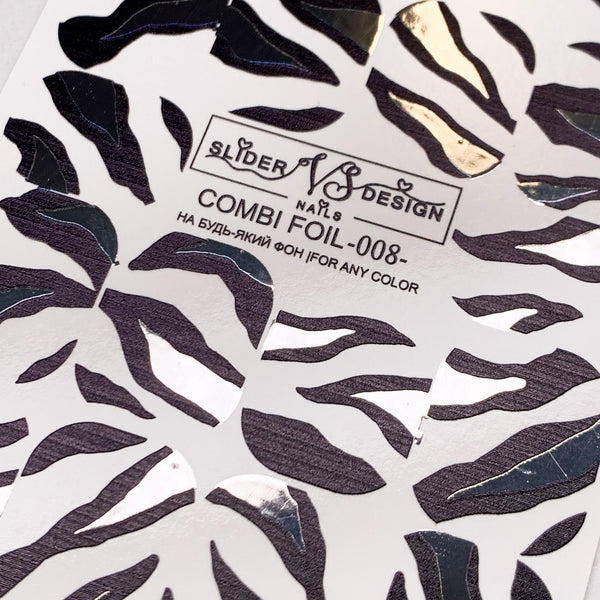 vs combi foil 008 black and white design from miss dolla UK nail film