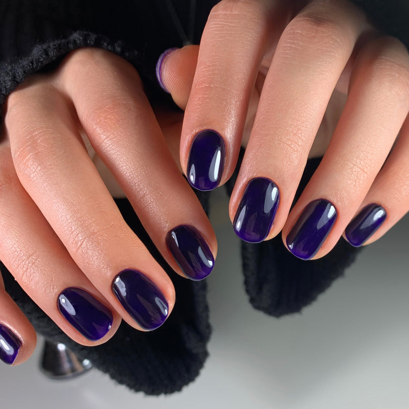Durable, non-chipping dark purple gel polish by Miss Dolla, designed for nail technicians