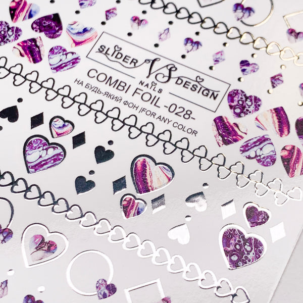 hearts designs vs combi foil 028 from miss dolla nail brand UK
