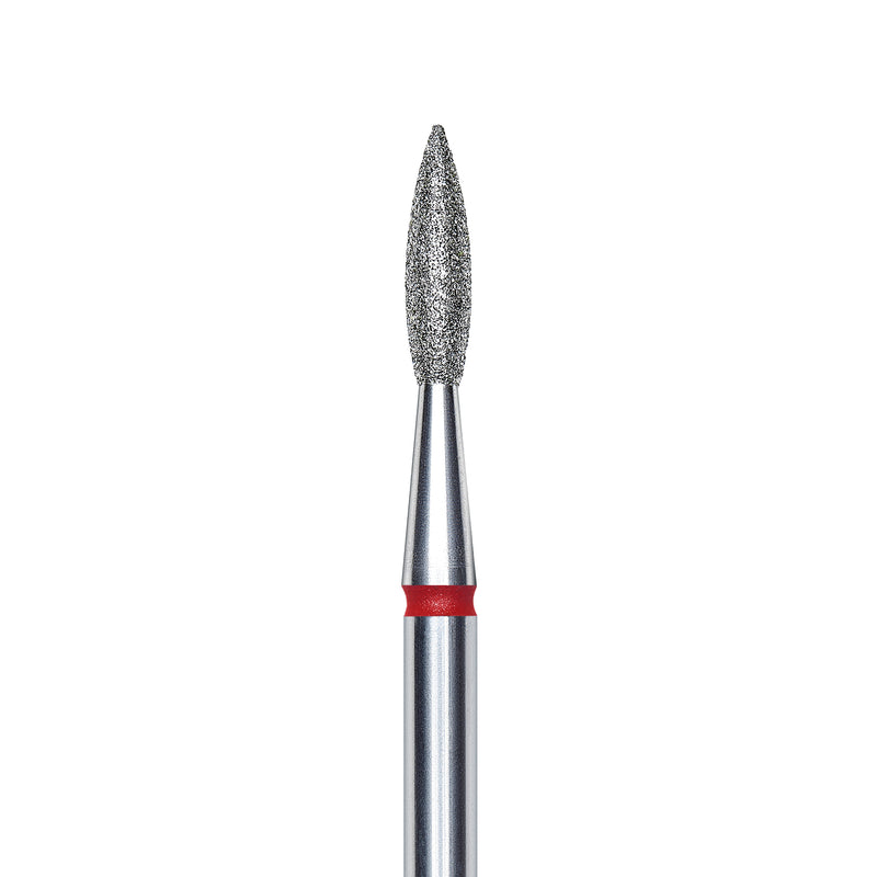 Staleks Diamond nail drill bit, pointed "flame", red, head diameter 2.1mm/ working part 8mm FA11R021/8