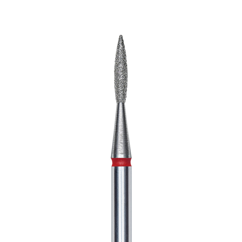 Staleks Diamond nail drill bit, pointed "flame", red, head diameter 1.6mm/ working part 8mm FA11R016/8