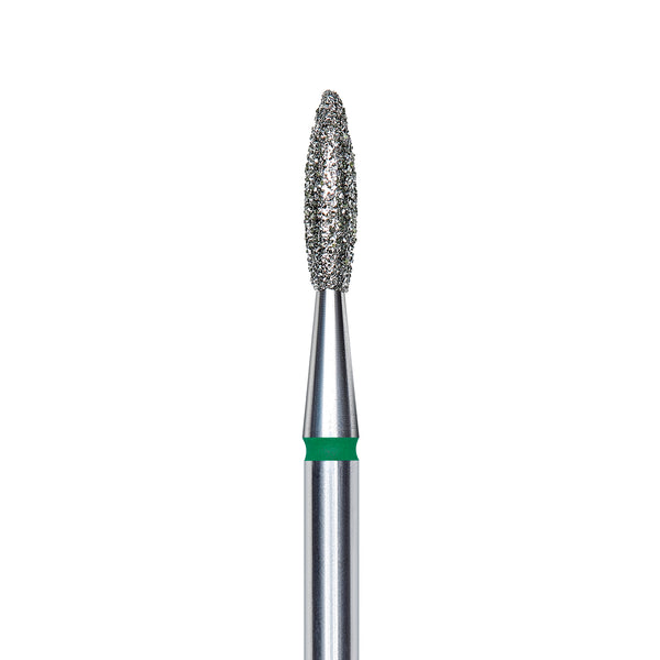 Staleks Diamond nail drill bit, "flame", green, head diameter 2.1mm/ working part 8mm FA10G021/8