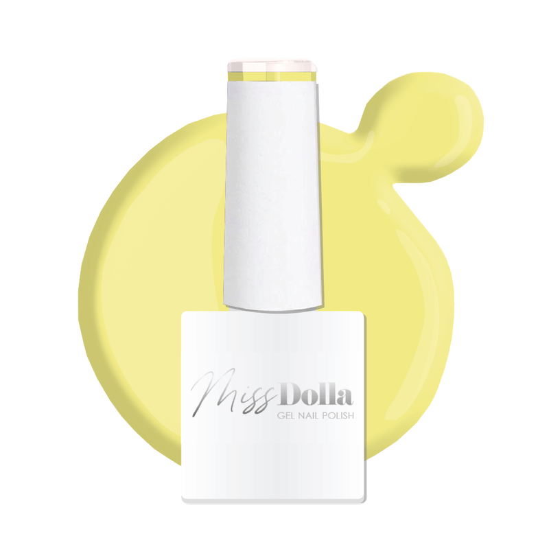 Light pastel yellow gel polish bottle