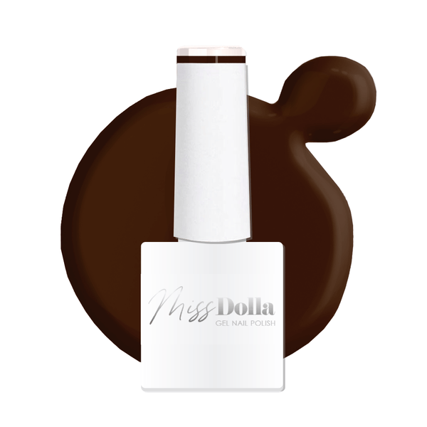 Luxurious Miss Dolla Chocolate Brown Gel Polish, UV/LED curable, in 8ml bottle for nail professionals.